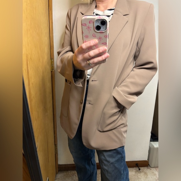 LOFT Versa Classic Brown Longline Oversized Blazer - Picture 5 of 10